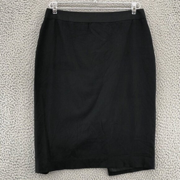Elie Tahari Skirt Womens 4 Black Knee Length Pencil Straight Twill Office Work - Picture 1 of 9